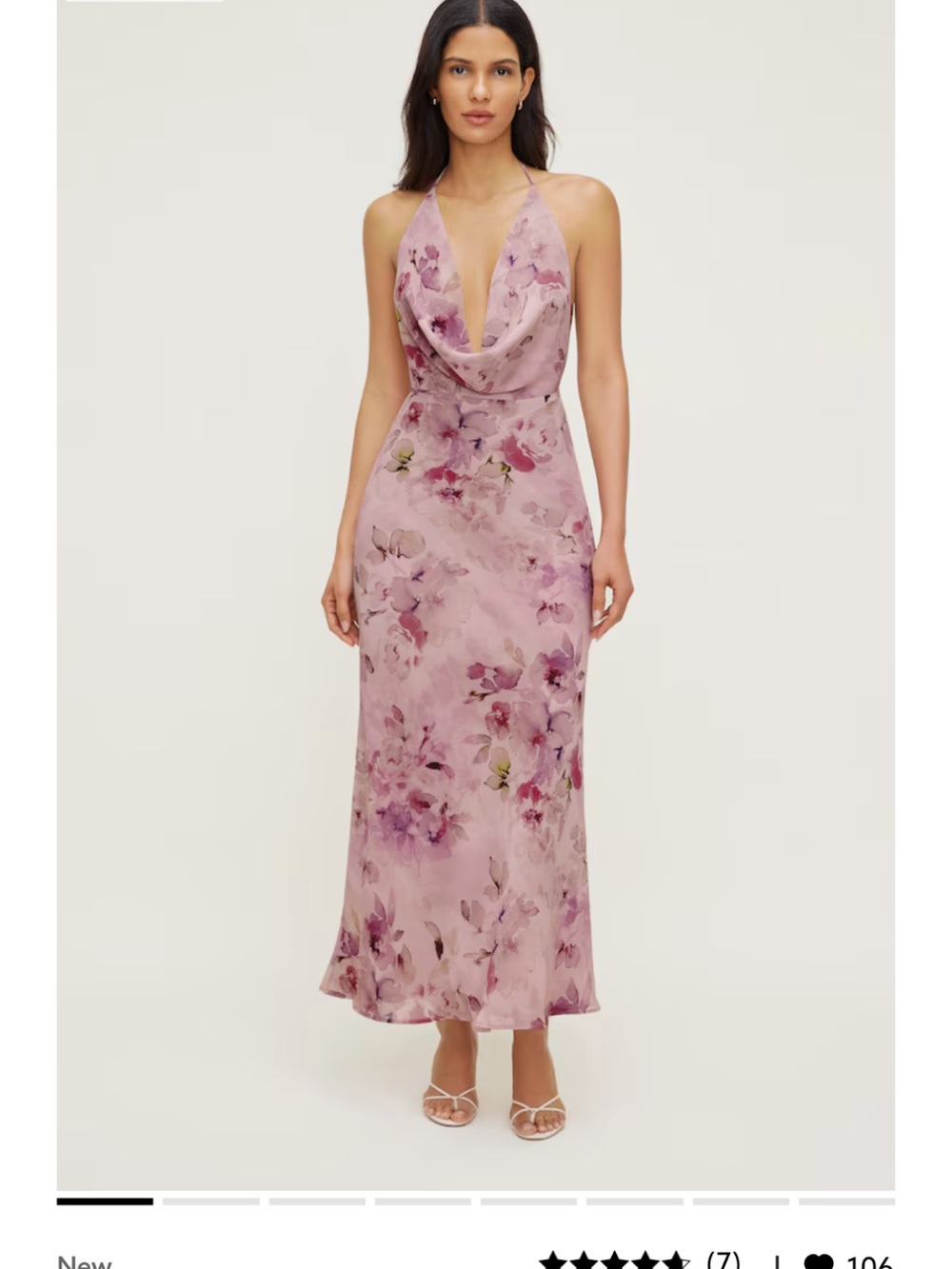Dynamite Pink Floral Cowl Neck Strapless Slip Dress